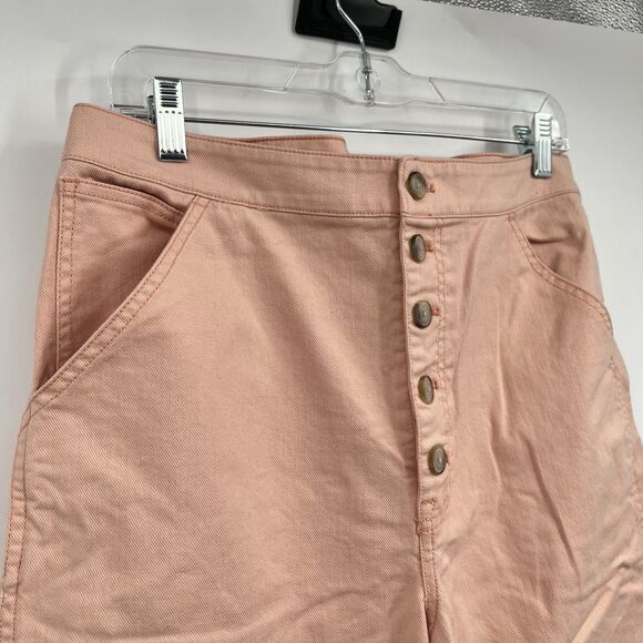 Madewell Wide Leg Crop Pants Stretch High Rise Button Fly Boho Hippie Festival - Picture 4 of 15